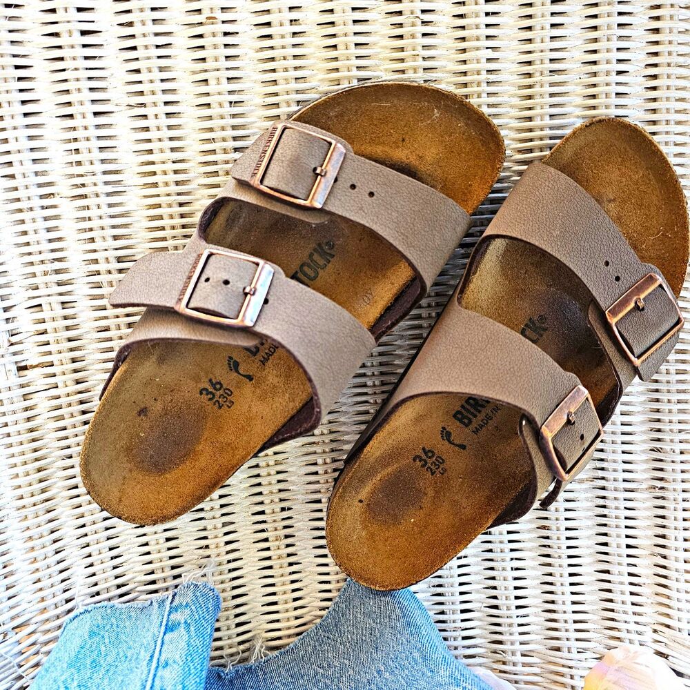Birkenstock Women's Brown Adjustable 2-Strap Buckle Slide Sandals EU 36